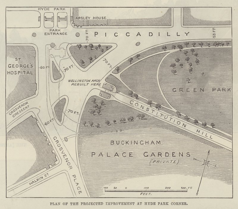 Plan of the Projected Improvement at Hyde Park Corner by English School