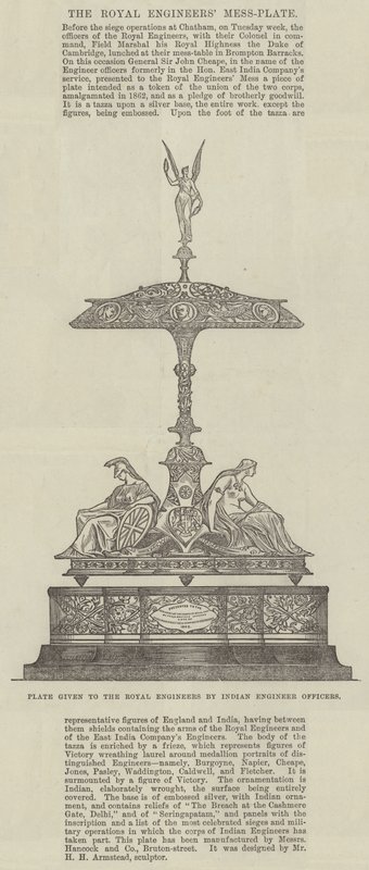 Plate Given to the Royal Engineers by Indian Engineer Officers (engraving) by English School