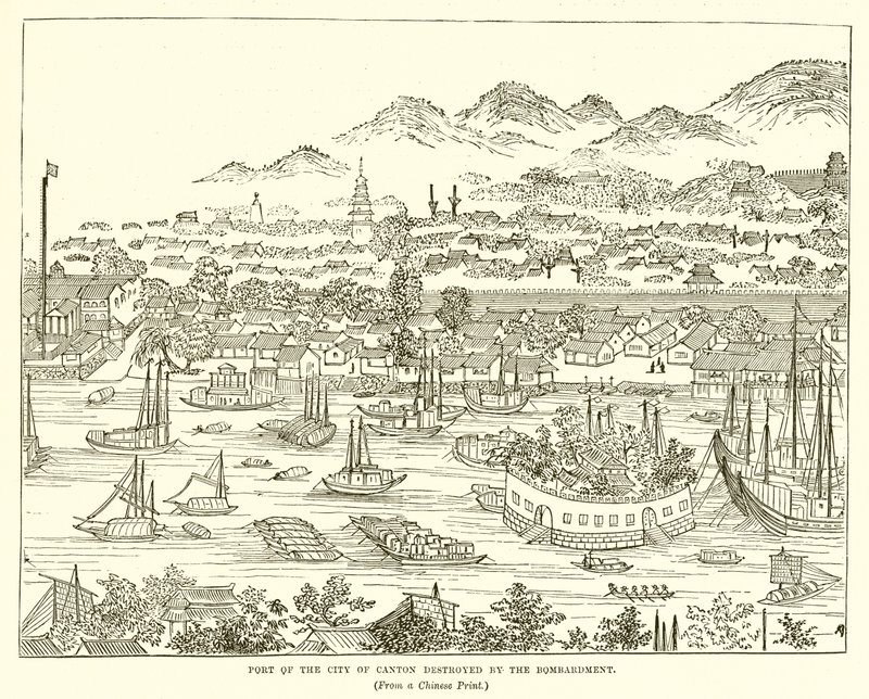 Port of the City of Canton Destroyed by the Bombardment by English School
