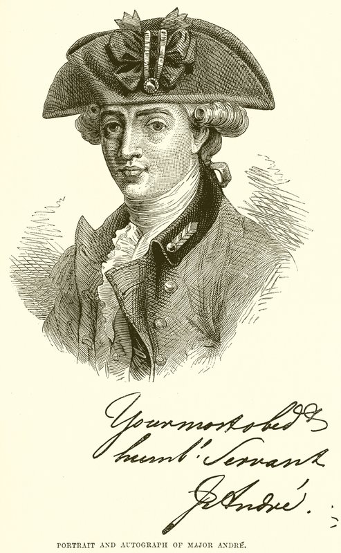 Portrait and autograph of Major Andre by English School