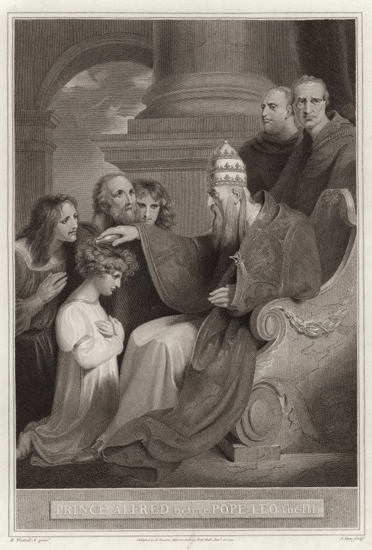 Prince Alfred before Pope Leo III by English School