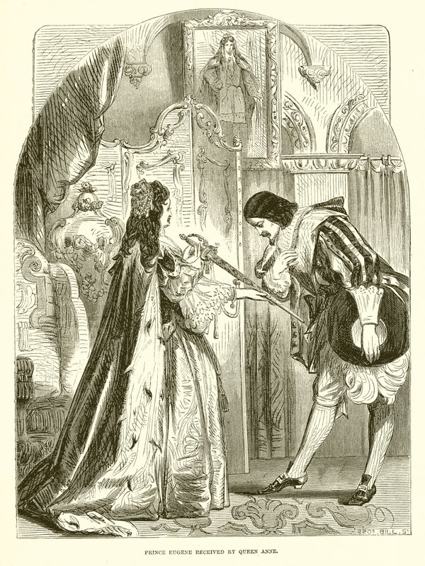 Prince Eugene received by Queen Anne by English School