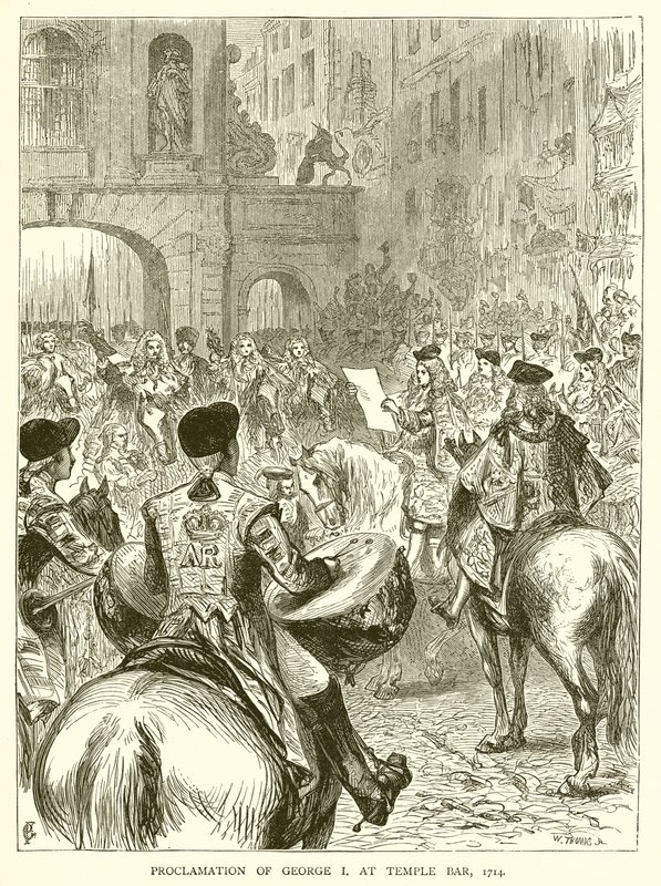 Proclamation of George I at Temple Bar, 1714 by English School