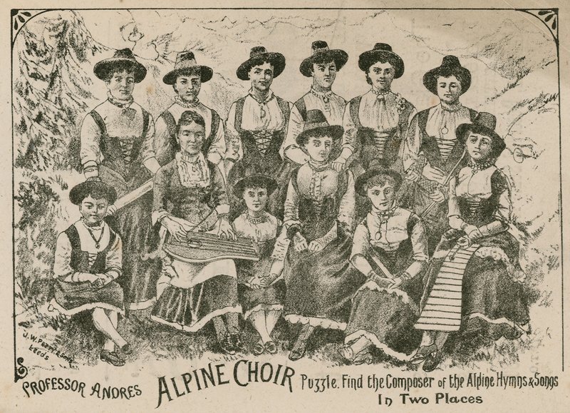 Professor Andre, Alpine Choir puzzle: find the composer of the Alpine Hymns and Songs in two places by English School