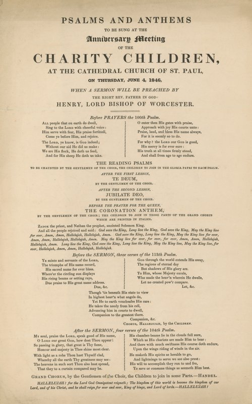 Programme of Psalms and Anthems by English School