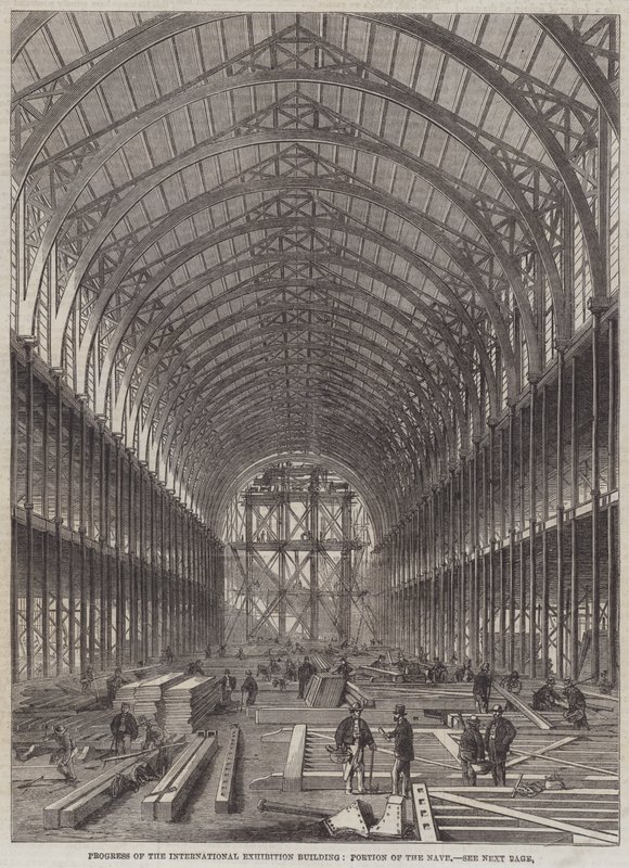 Progress of the International Exhibition Building, Portion of the Nave by English School