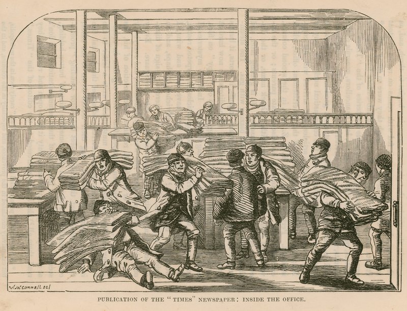 Publication of the Times newspaper - inside the office by English School
