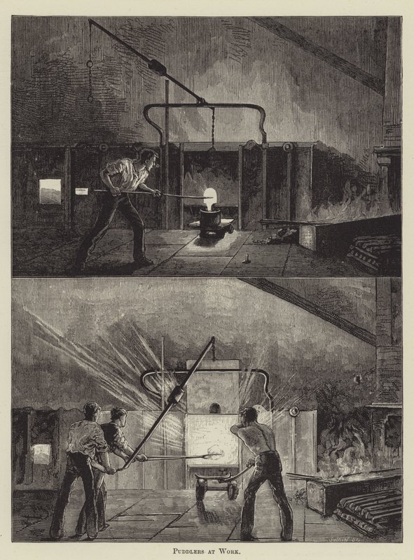 Puddlers at Work by English School
