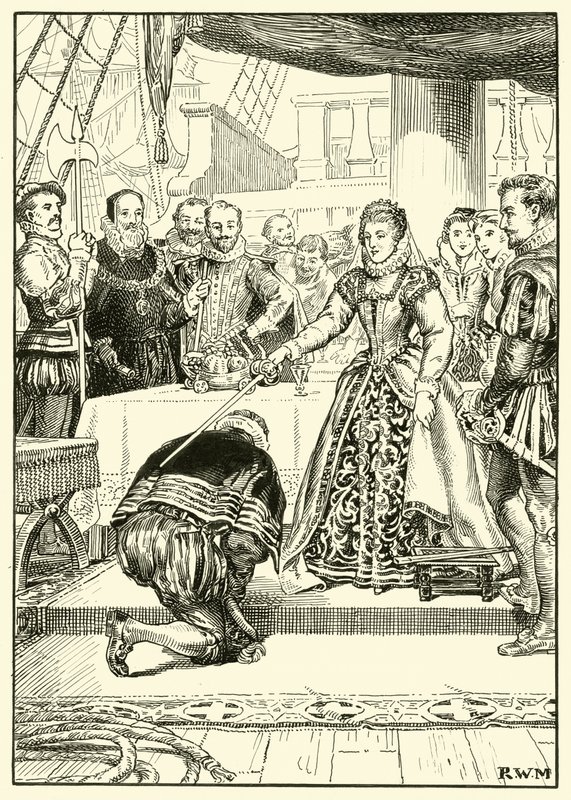 Queen Elizabeth on Board the Golden Hind by English School