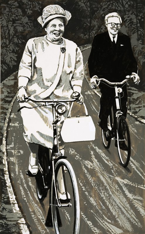 Queen Juliana of Holland on a Bicycle by English School