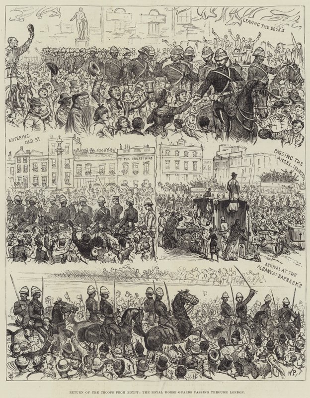 Return of the Troops from Egypt, the Royal Horse Guards passing through London by English School