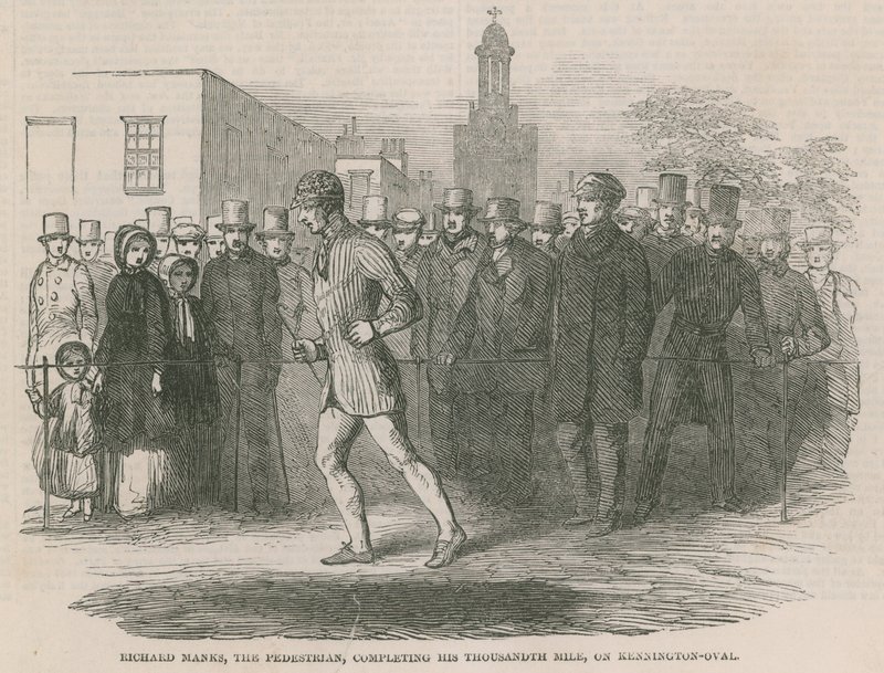 Richard Manks, the Pedestrian, Completing His Thousandth Mile on Kennington Oval by English School