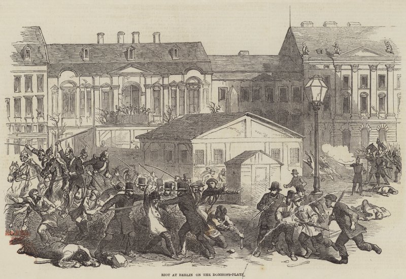 Riot at Berlin on the Domhofs-Platz by English School