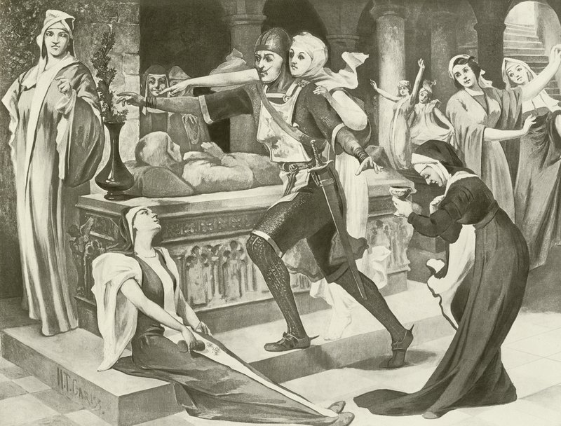 Robert the Devil, Act III Scene III (engraving) by English School