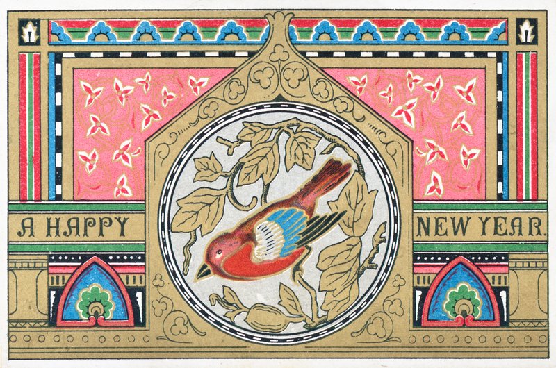 Robin, New Year Card by English School