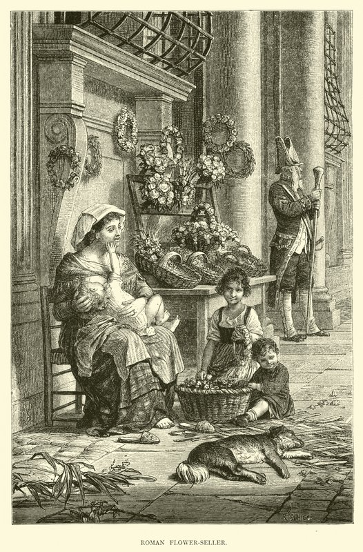Roman Flower-seller by English School