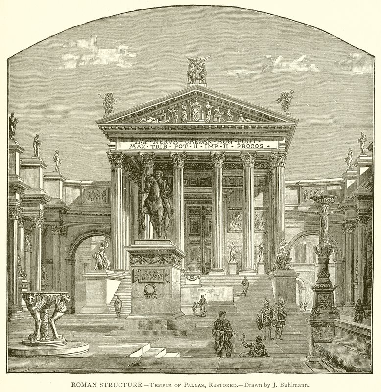 Roman Structure (Temple of Pallas, Restored) by English School