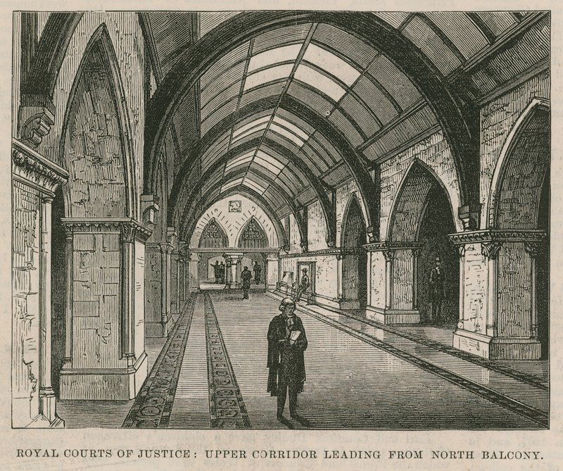 Royal Courts of Justice: Upper Corridor Leading from the North Balcony by English School