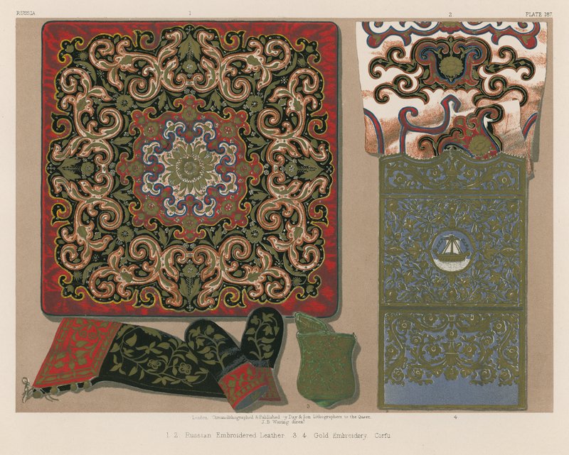 Russian Embroidered Leather, Gold Embroidery, Corfu by English School