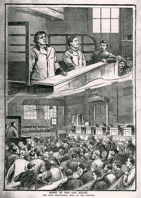 Scene at the Old Bailey: The most sensational trial of the century - Oscar Wilde by English School