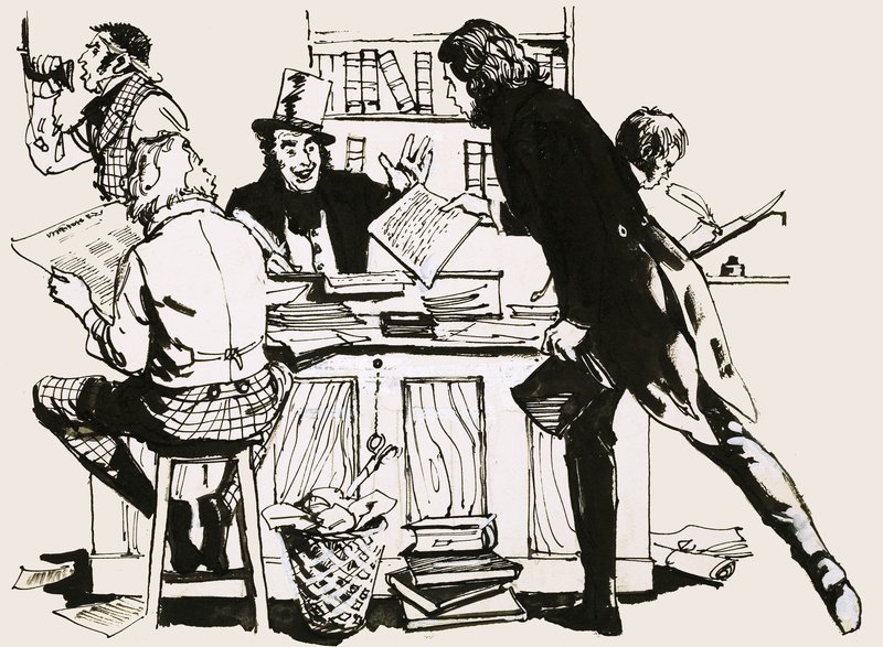 Scene from a newspaper editor
