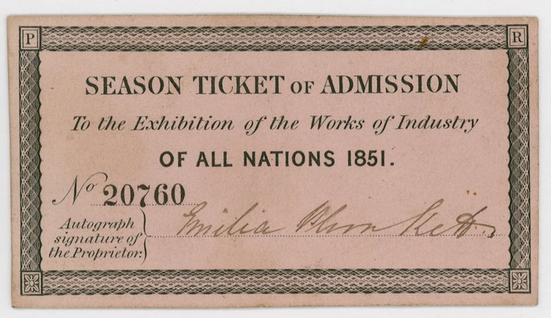 Season Ticket for Admission to the Great Exhibition of 1851 by English School