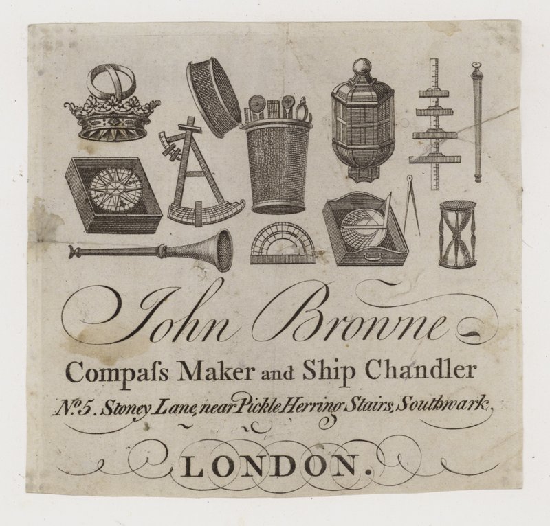 John Browne Ship Chandlers, trade card by English School