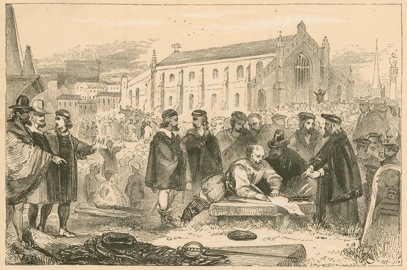 Signing the Covenant in the Greyfriars Churchyard, Edinburgh by English School