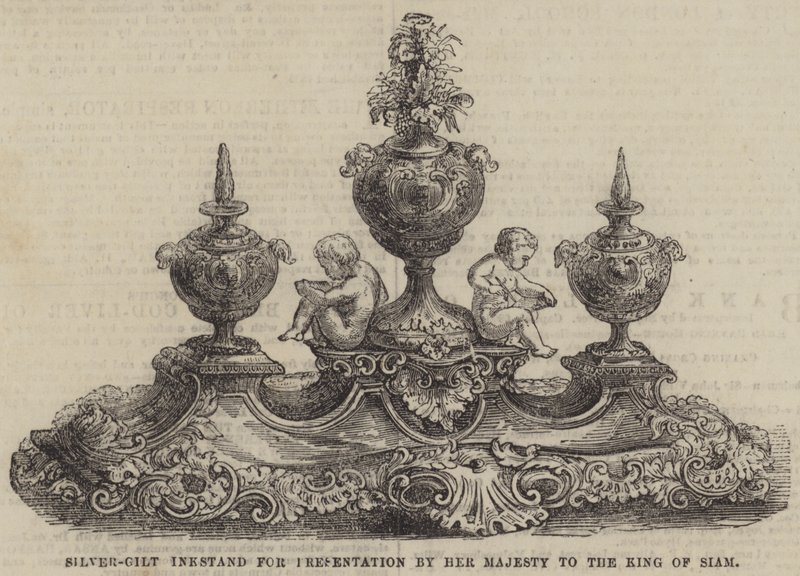Silver-Gilt Inkstand for Presentation by Her Majesty to the King of Siam by English School