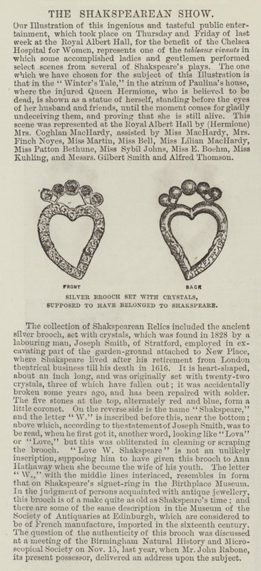 Silver Brooch Set with Crystals, supposed to have belonged to Shakspeare by English School