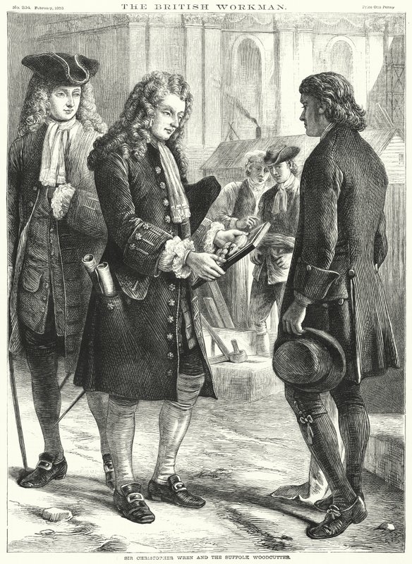 Sir Christopher Wren and the Suffolk Woodcutter by English School