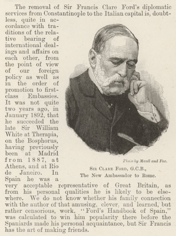 Sir Clare Ford, GCB, the New Ambassador to Rome by English School