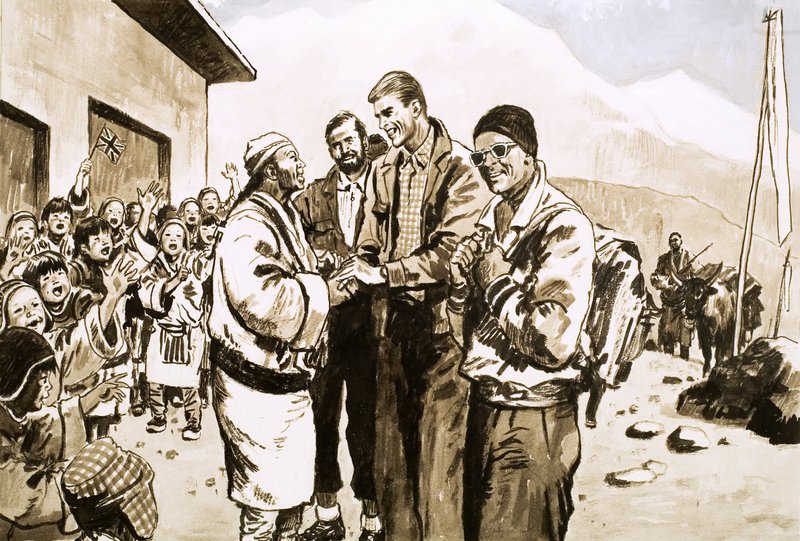 Sir Edmund Hillary revisits Nepal in 1963 by English School