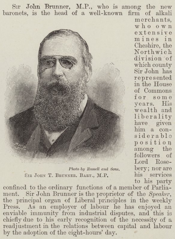 Sir John T Brunner, Baronet, MP by English School