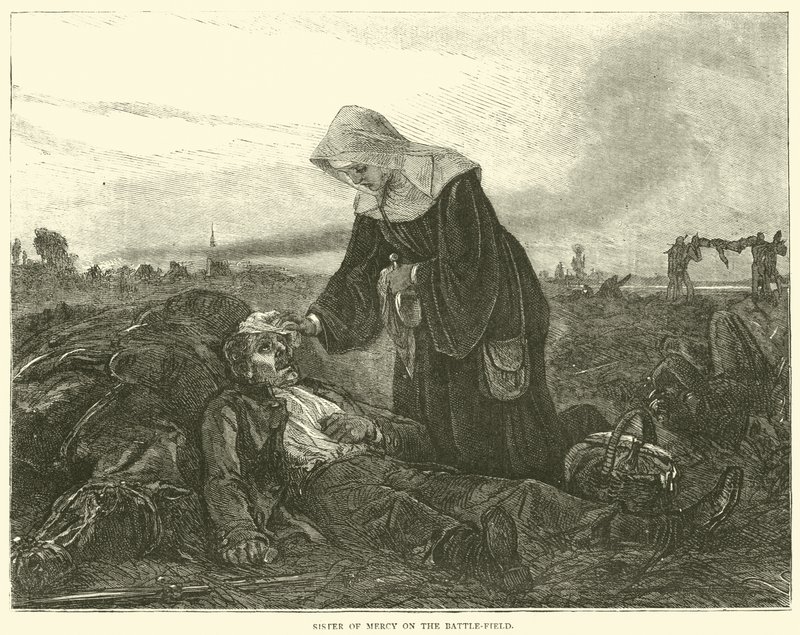 Sister of Mercy on the battle-field, September 1870 by English School