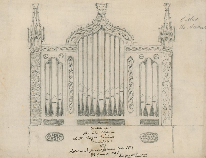 Sketch of the Old Organ at the Royal Gardens (Vauxhall Gardens, London) by English School