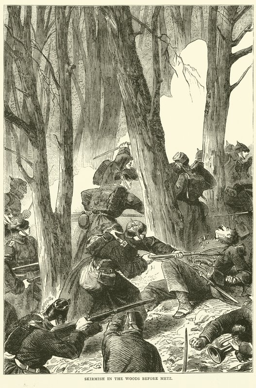 Skirmish in the woods before Metz by English School
