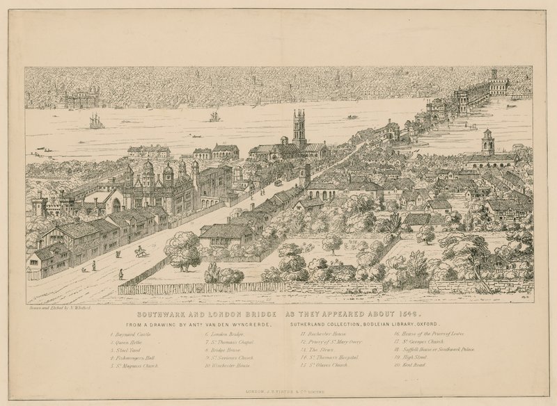Southwark and London Bridge as They Appeared About 1546 by English School