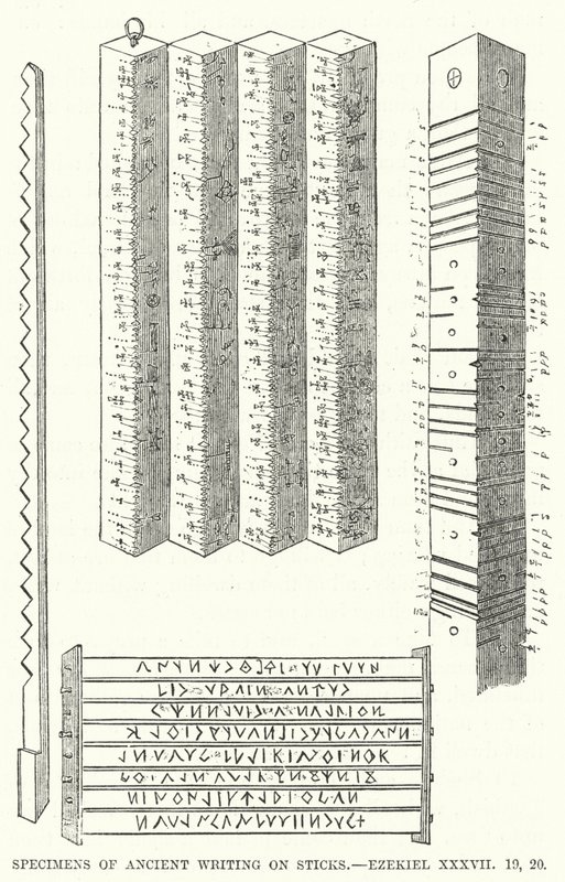 Specimens of Ancient Writing on Sticks, Ezekiel XXXVII by English School