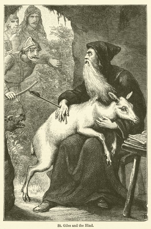 St Giles and the Hind by English School