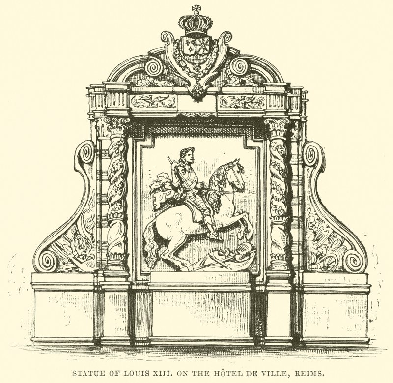 Statue of Louis XIII, on the Hotel de Ville, Reims by English School