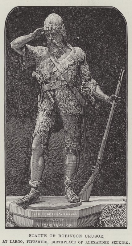Statue of Robinson Crusoe, at Largo, Fifeshire, Birthplace of Alexander Selkirk by English School