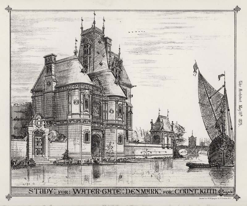 Study for Water Gate, Denmark for Count Kuth (engraving) by English School