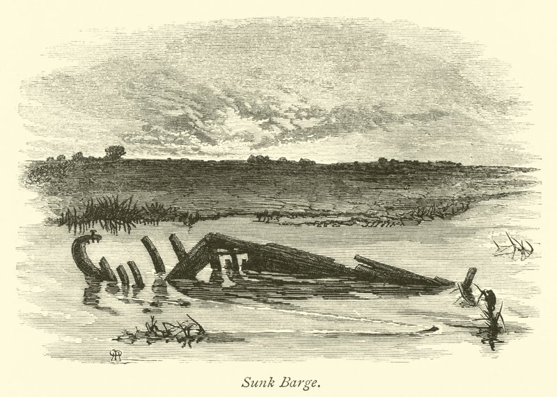 Sunk Barge by English School