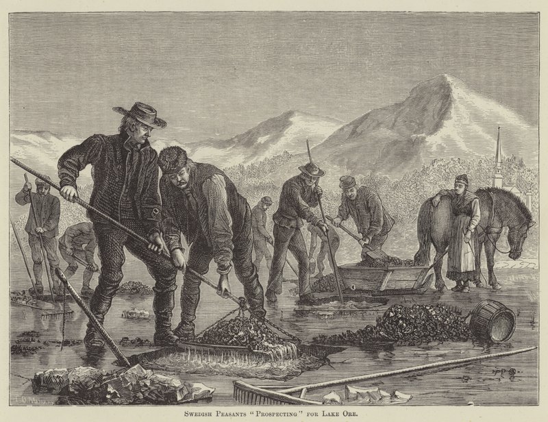 Swedish Peasants Prospecting for Lake Ore by English School