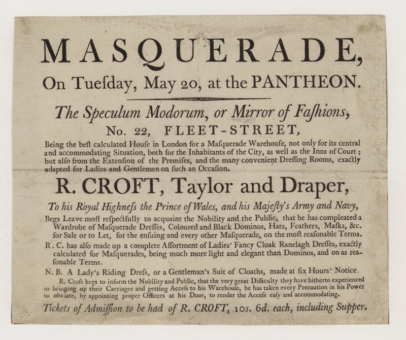 R Croft Tailor and Draper, trade card by English School