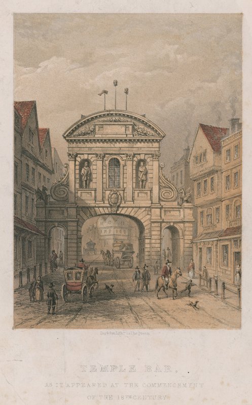 Temple Bar as It Appeared at the Commencement of the 18th Century by English School