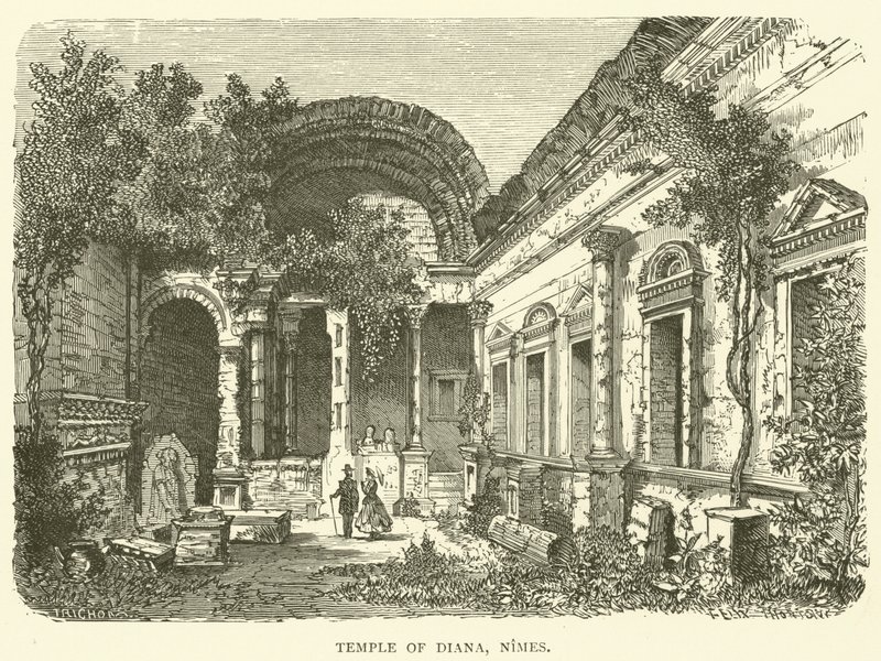 Temple of Diana, Nimes by English School