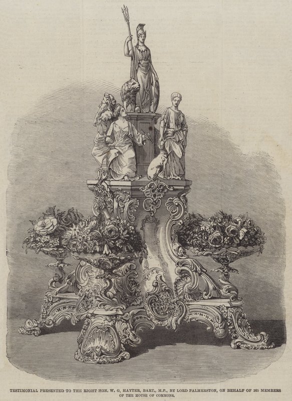 Testimonial presented to the Right Honourable W G Hayter, Baronet, MP, by Lord Palmerston, on behalf of 365 Members of the House of Commons by English School