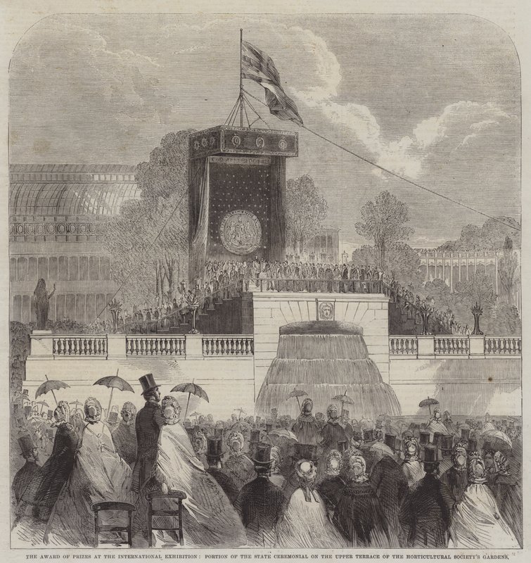 The Award of Prizes at the International Exhibition, Portion of the State Ceremonial on the Upper Terrace of the Horticultural Society